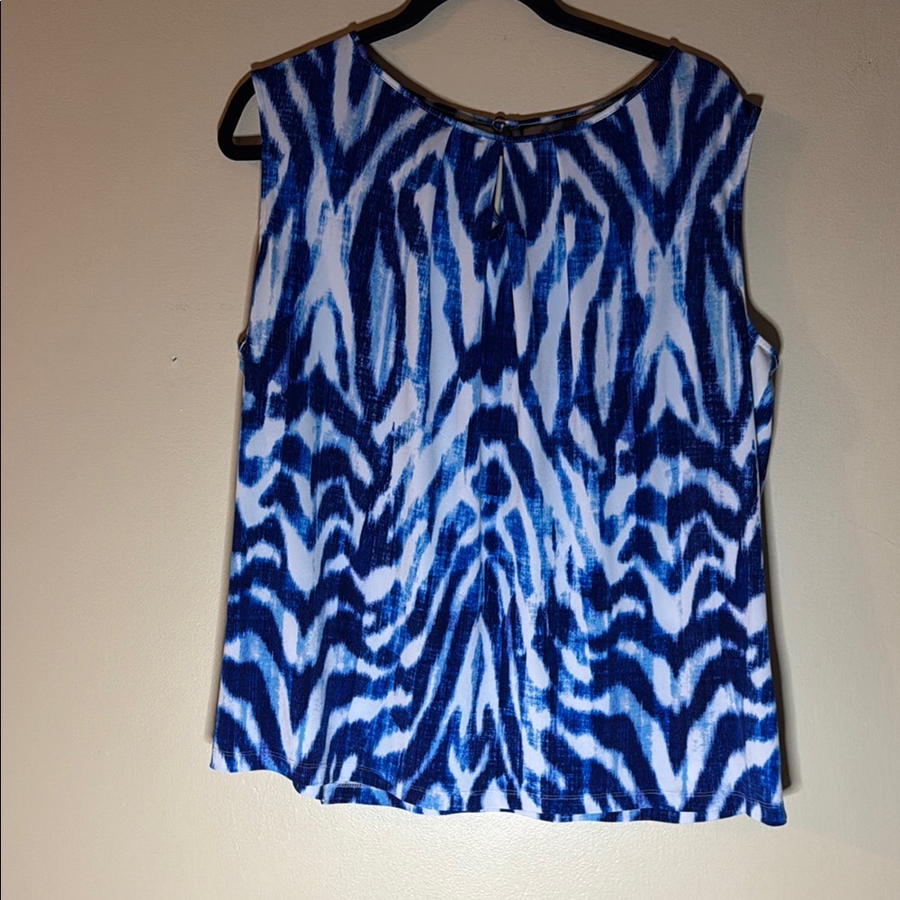 Blue and White Sleeveless Top